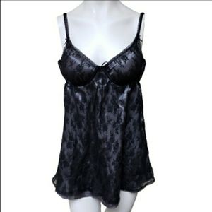 Sentiments large rose lace silver satin babydoll Lingerie